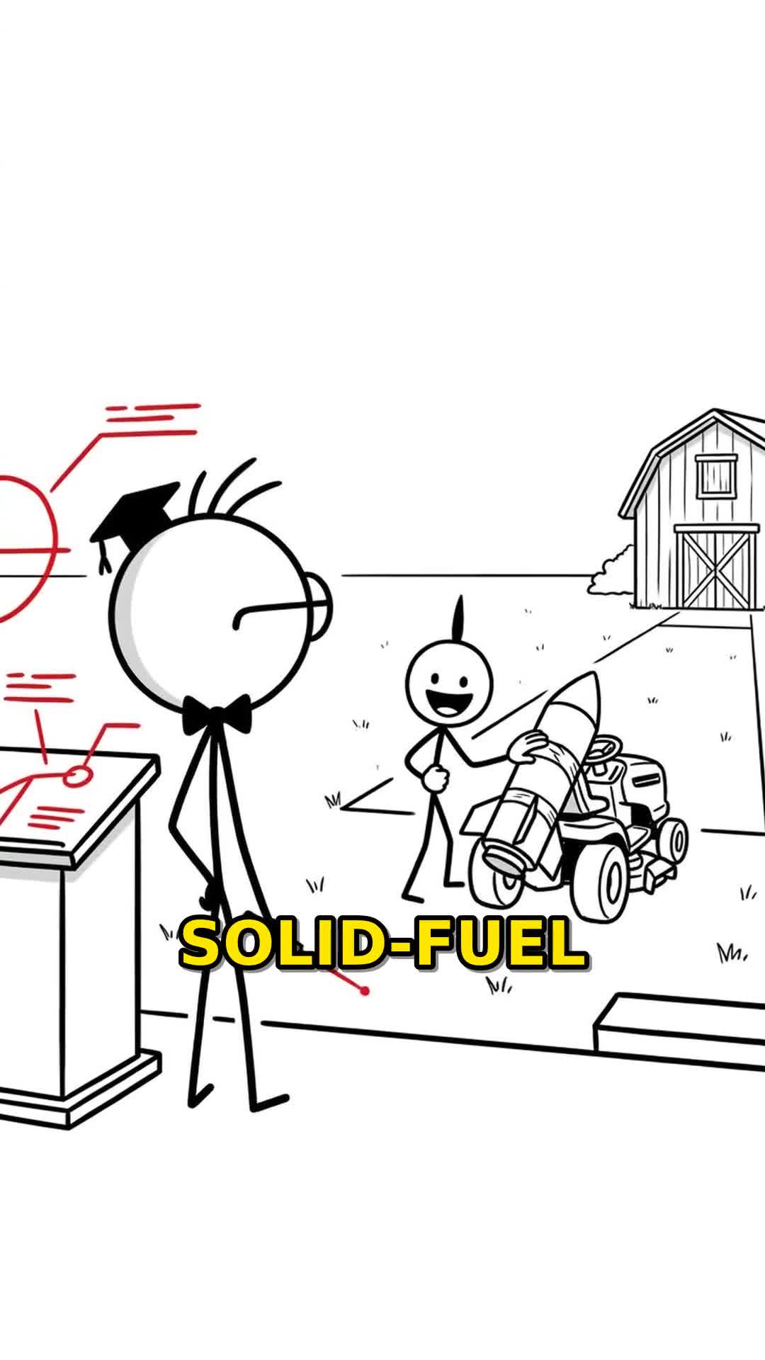 The Physics of Rocket-Propelling a Lawnmower into a Barn